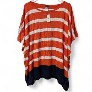 Nwt! Talbots striped short-sleeved dolman top puncho